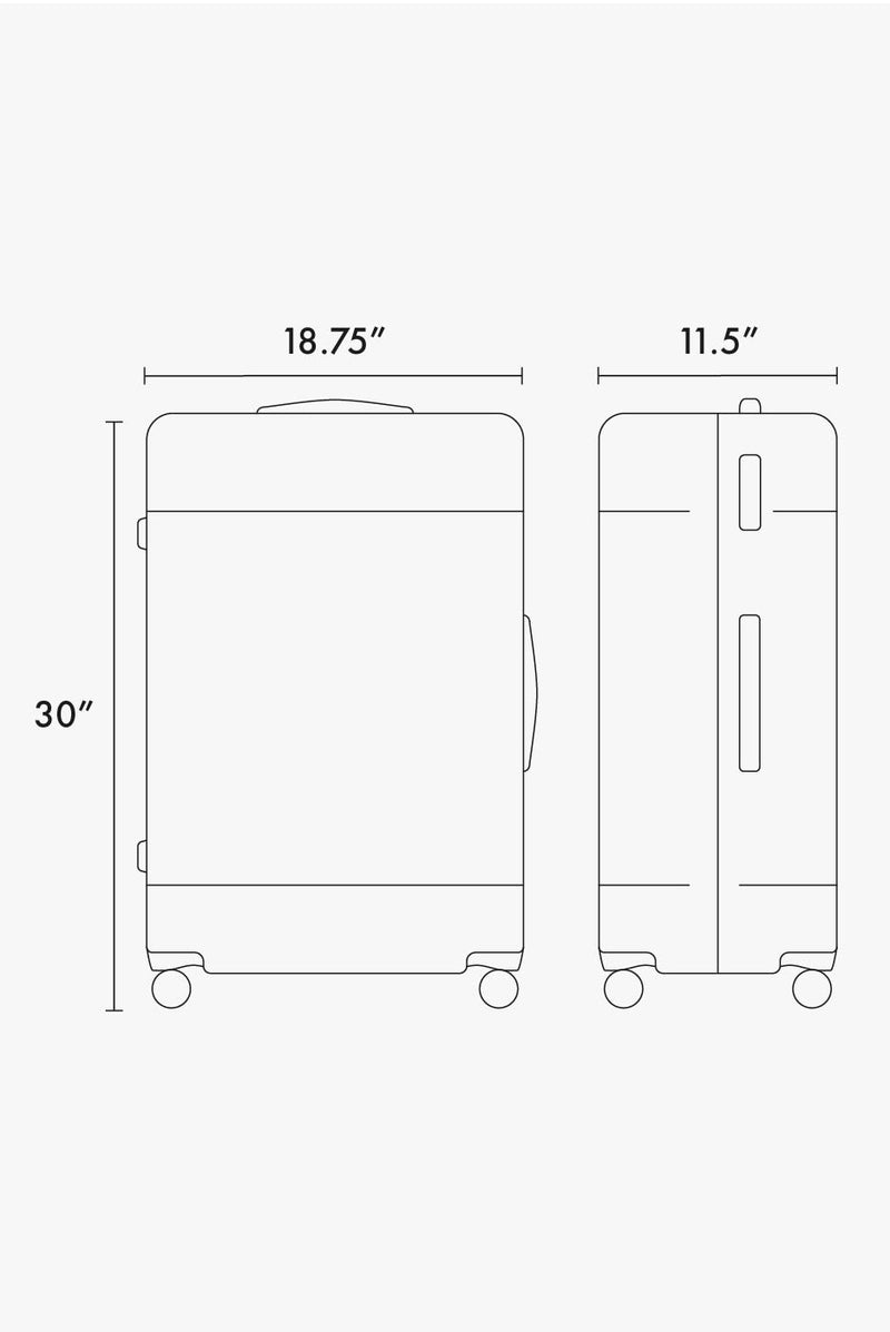 CALPAK Hue Large Luggage line drawing dimensions 30"x18.75 x11.75"