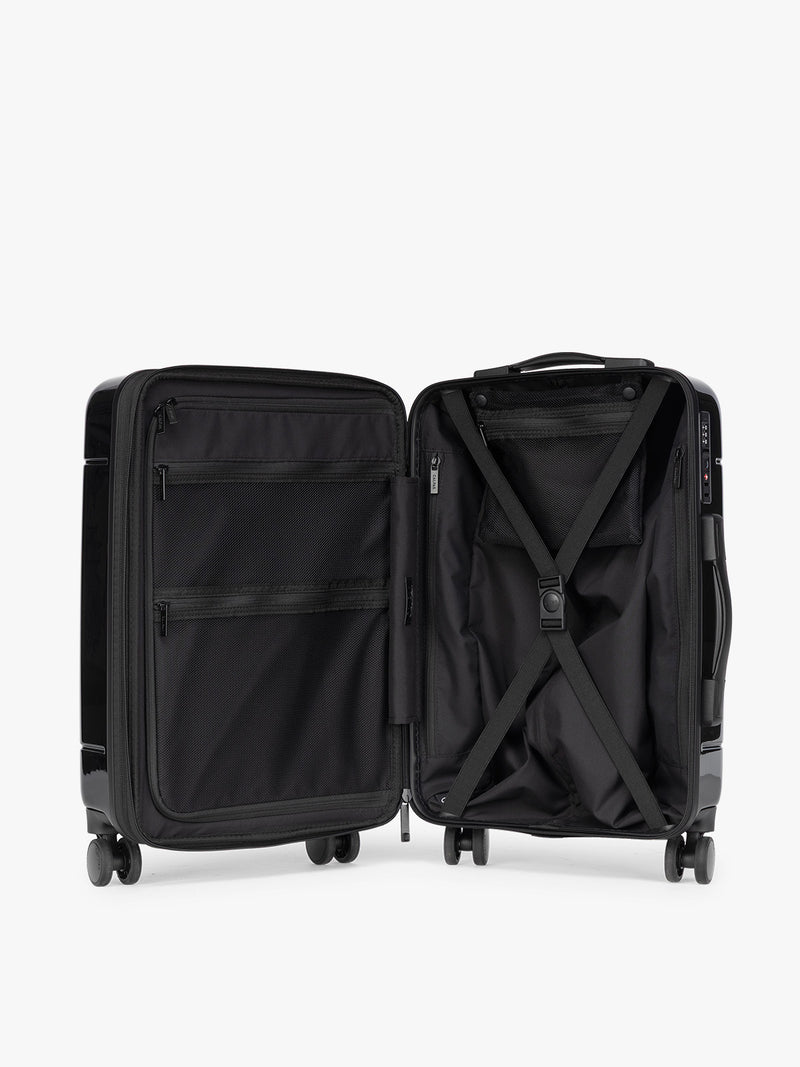 CALPAK black Hue Large Luggage in Glazed Black backside