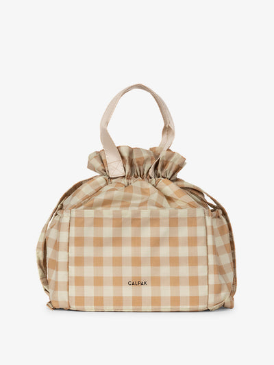 CALPAK womens lunch bag in brown gingham; ALB2001-GINGHAM view 1