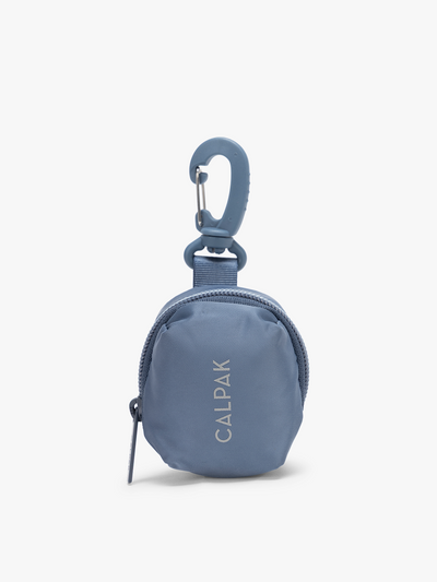 CALPAK Fit Zip Bag Charm in dark blue Indigo with hook and zipper; KPF2601-INDIGO view 1