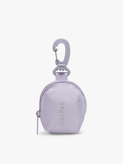 CALPAK Fit Zip Bag Charm in purple Iris with hook and zipper; KPF2601-IRIS view 1