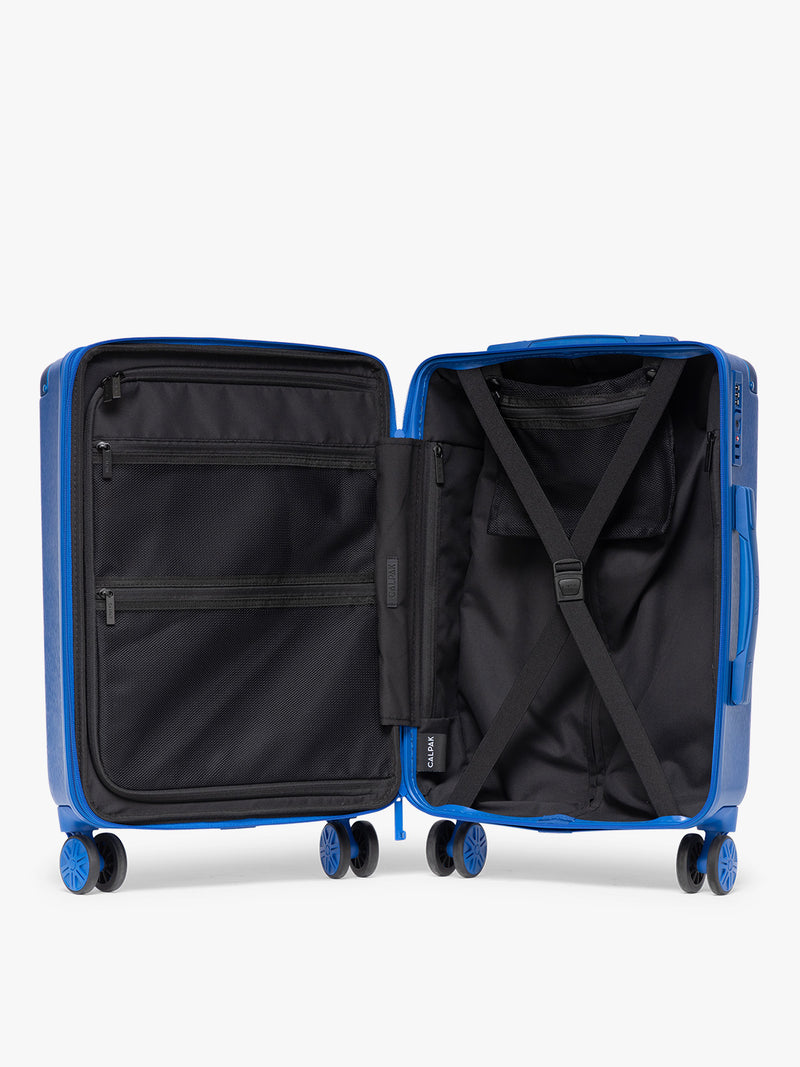 CALPAK Ambeur Medium Luggage in dark blue Cobalt opened