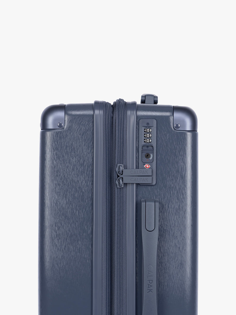TSA lock of CALPAK Ambeur Large Luggage in dark blue metallic Indigo
