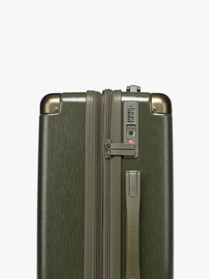 CALPAK Ambeur Carry On Luggage in dark green Pine TSA lock