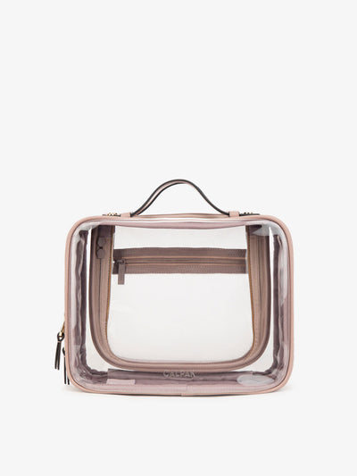CALPAK clear makeup bag with compartments; CCC2001-MAUVE view 1