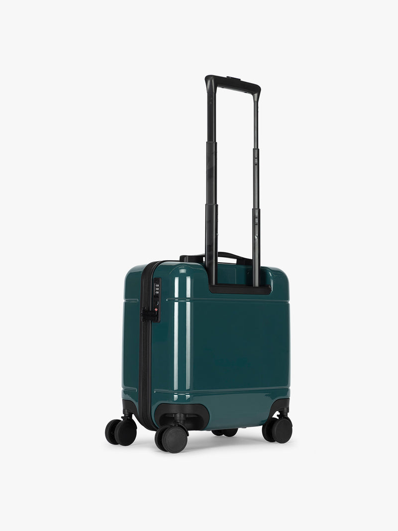 Backside of CALPAK Hue Mini Carry-On Luggage in dark green Kale
