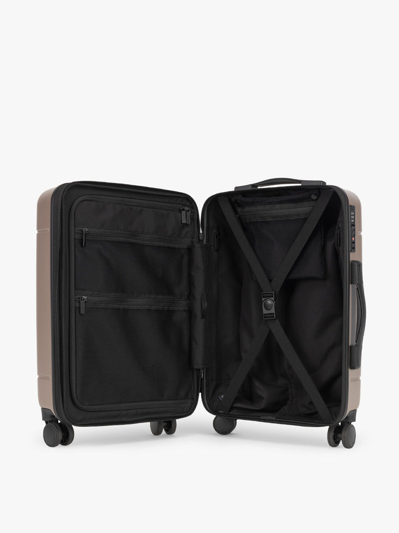 CALPAK Hue Medium luggage in brown  opened view in Chocolate