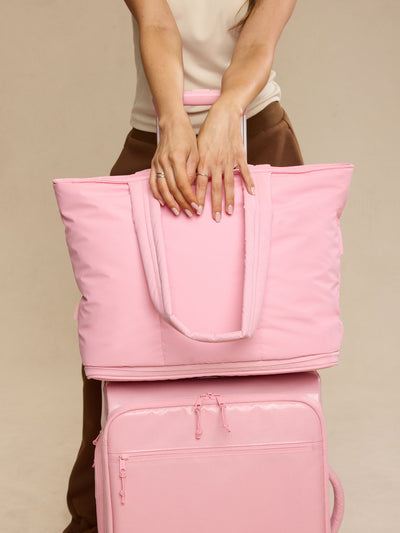 CALPAK Luka Expandable Tote Bag in pink Blossom; ALT2201-BLOSSOM  view 2