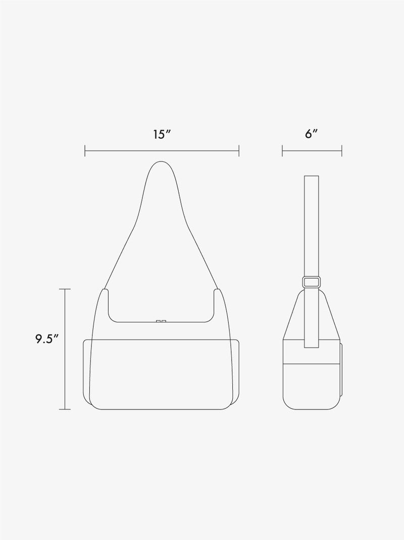 Crossbody Diaper Bag line drawing dimensions in inches