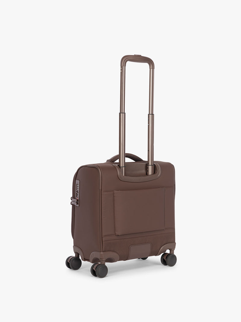 Back view of CALPAK Mini Luka Soft-Sided Carry On Luggage brown Walnut