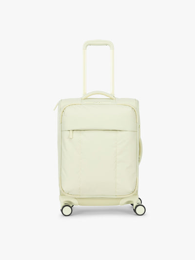 CALPAK Luka Soft-Sided Carry On Luggage in light green Celadon on a white background with handle and spinner wheels; LSM1020-CELADON view 1