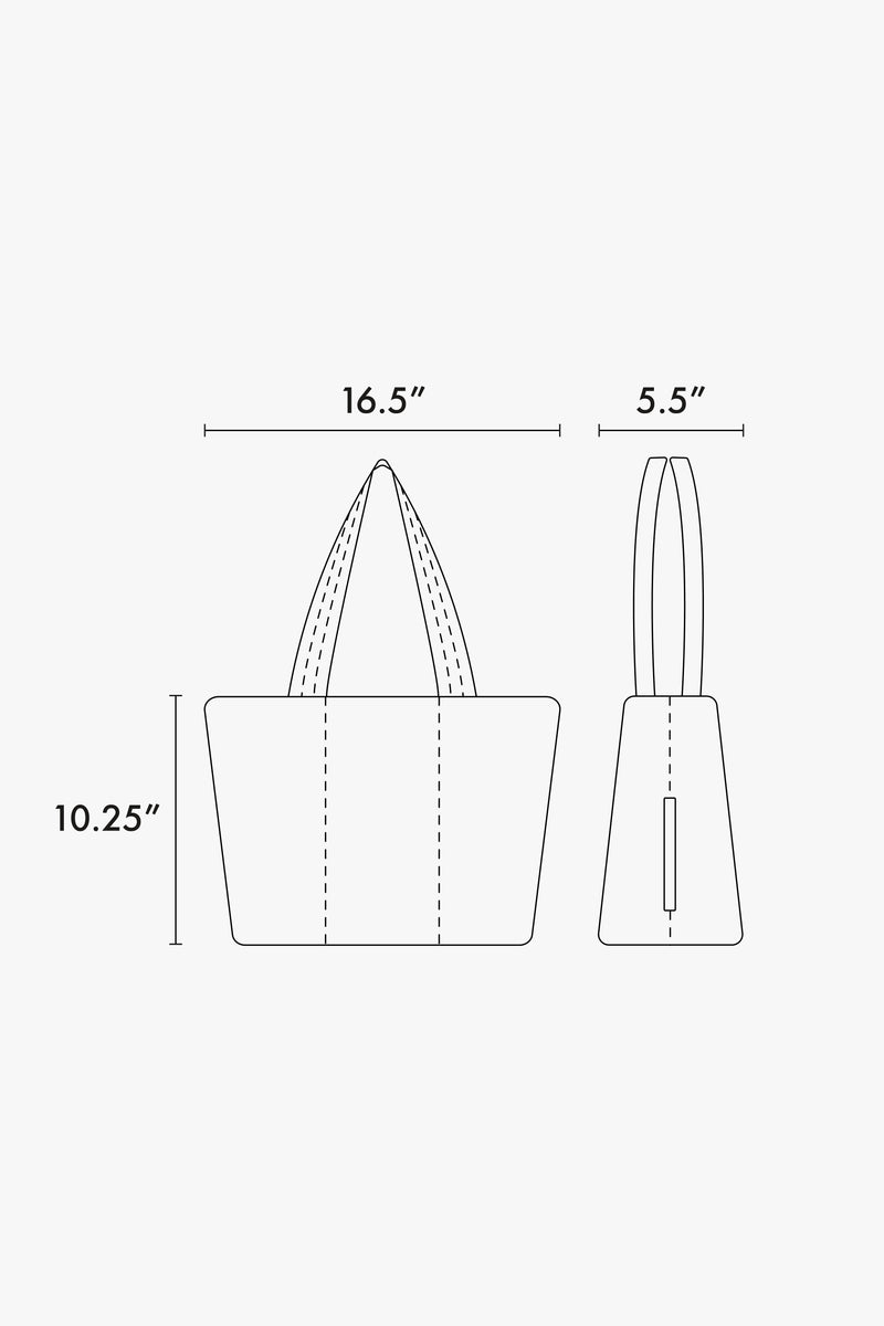CALPAK Luka Mini Tote line diagram drawing showing dimensions of 10.25"x16.5"X5.5"