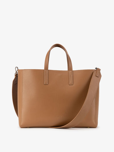 CALPAK laptop tote bag for work in brown; ATO2102-TOFFEE view 1