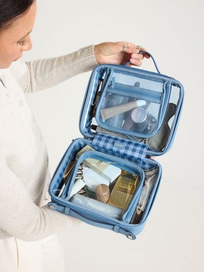 CALPAK Clear Cosmetic Case in light blue French Blue; CMM2201-FRENCH-BLUE view 2