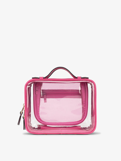 CALPAK clear makeup travel case in pink; CMM2201-DRAGONFRUIT view 1