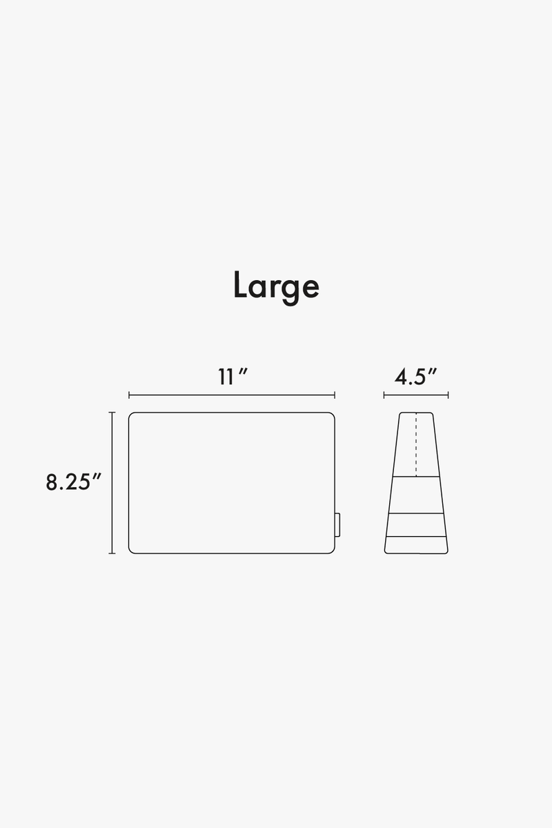 CALPAK Water Resistant Pouch Small line diagram drawing showing measurement of 8.25"x11"x4.5"