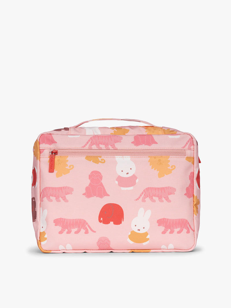 Small size of CALPAK Packing Cubes in colorful pink pouches with Miffy and animal pattern on a white background