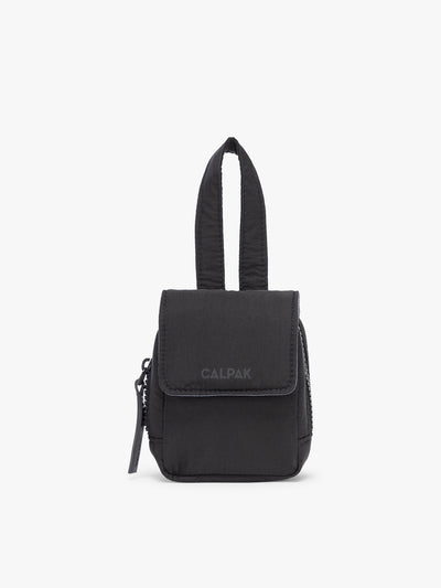 CALPAK Baby Collection Pacifier Pouch in Black front view; PCB2501-BLACK view 1