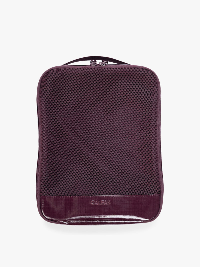 Large size packing cube of CALPAK Terra 5pc Packing Cube Set in dark red Dark Cherry on a white background