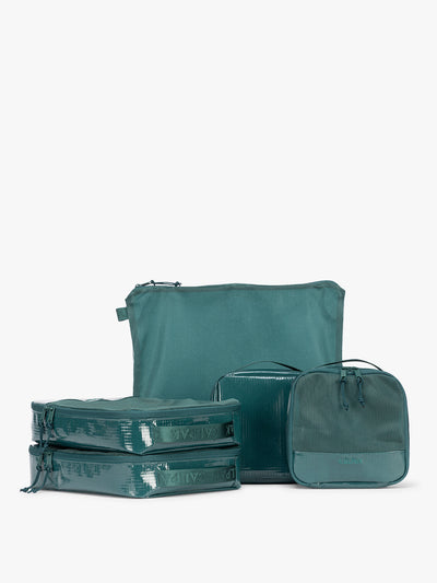 CALPAK Terra 5pc Packing Cube Set in blue green Kale on a white background; PCT2601-KALE view 1