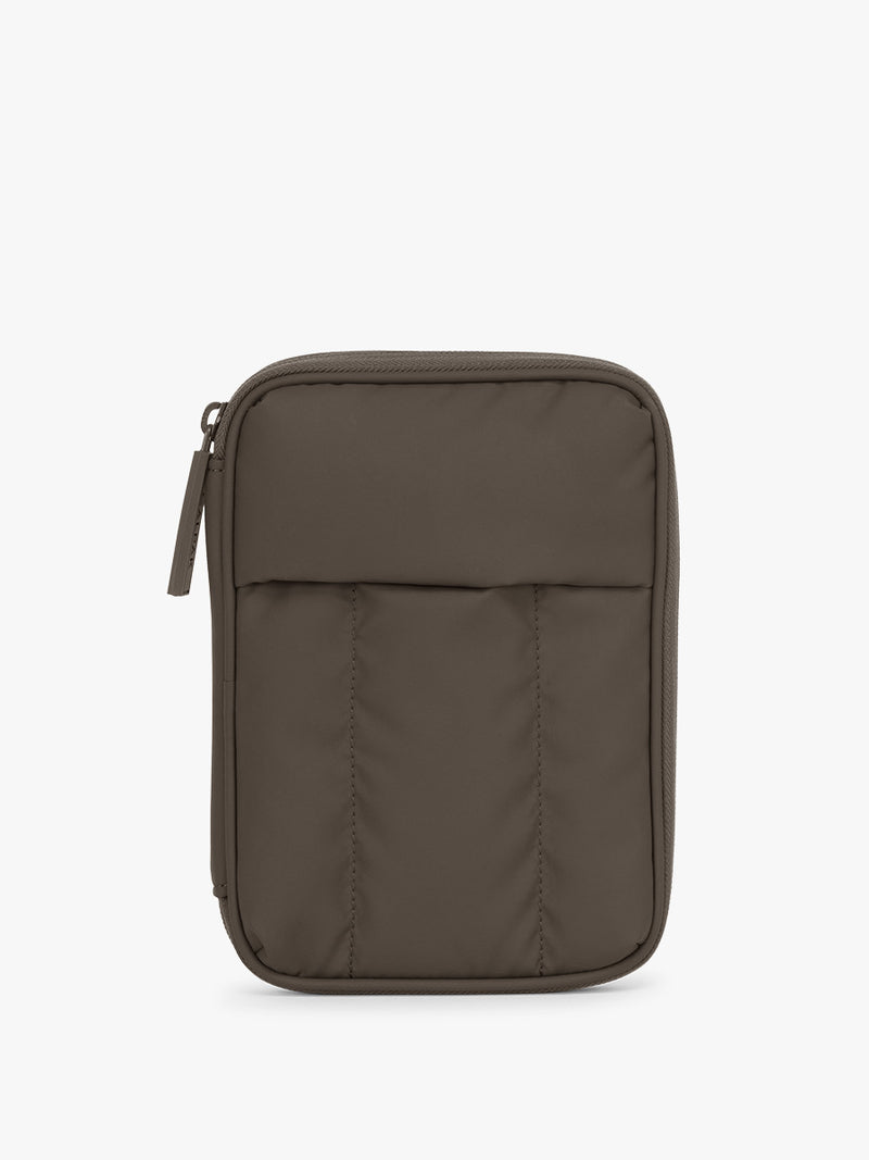 CALPAK Luka Zip Passport Wallet in brown Mushroom