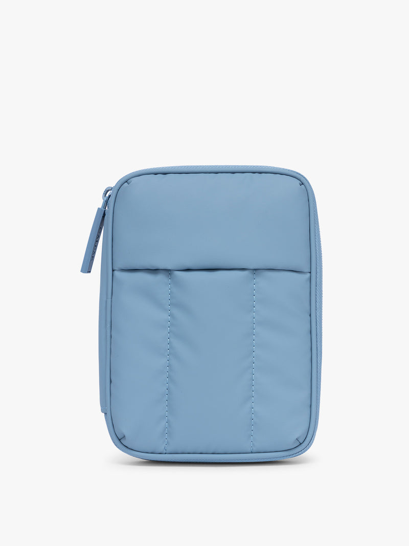 CALPAK Luka Zippered Passport Wallet in light blue French Blue
