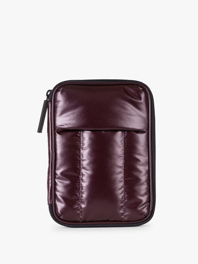 CALPAK Luka Zippered Passport Wallet in maroon Glazed Dark Cherry front view; PZW2301-GLAZED-DARK-CHERRY view 1