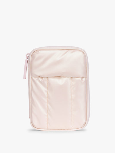 CALPAK Luka Zip Passport Wallet in light pink shiny Pearlescent; PZW2301-PEARLESCENT view 1