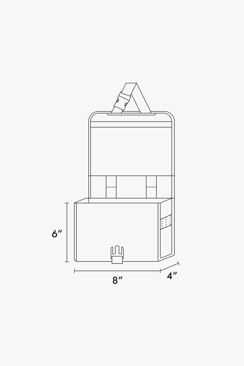Terra Hanging Toiletry Bag line drawing dimensions in inches