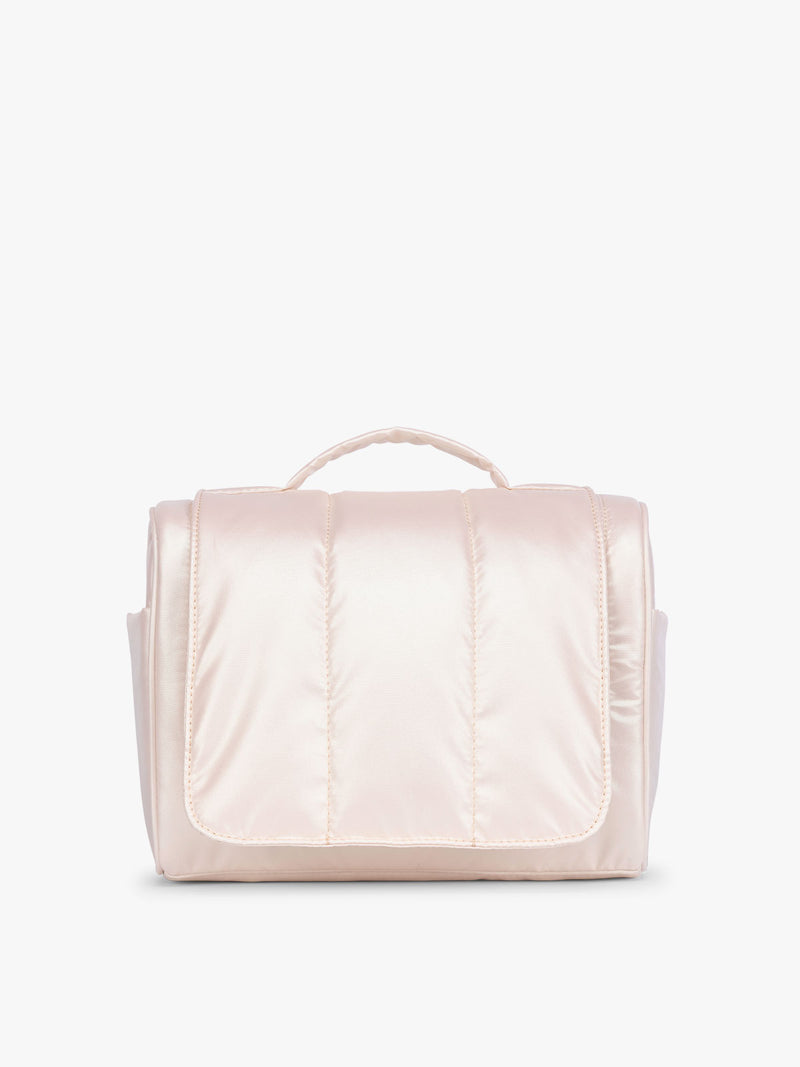 CALPAK Luka Hanging Toiletry Bag in light pink shiny Pearlescent
