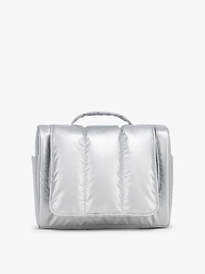 CALPAK Luka Hanging Toiletry Bag in Silver; TLH2301-SILVER view 1