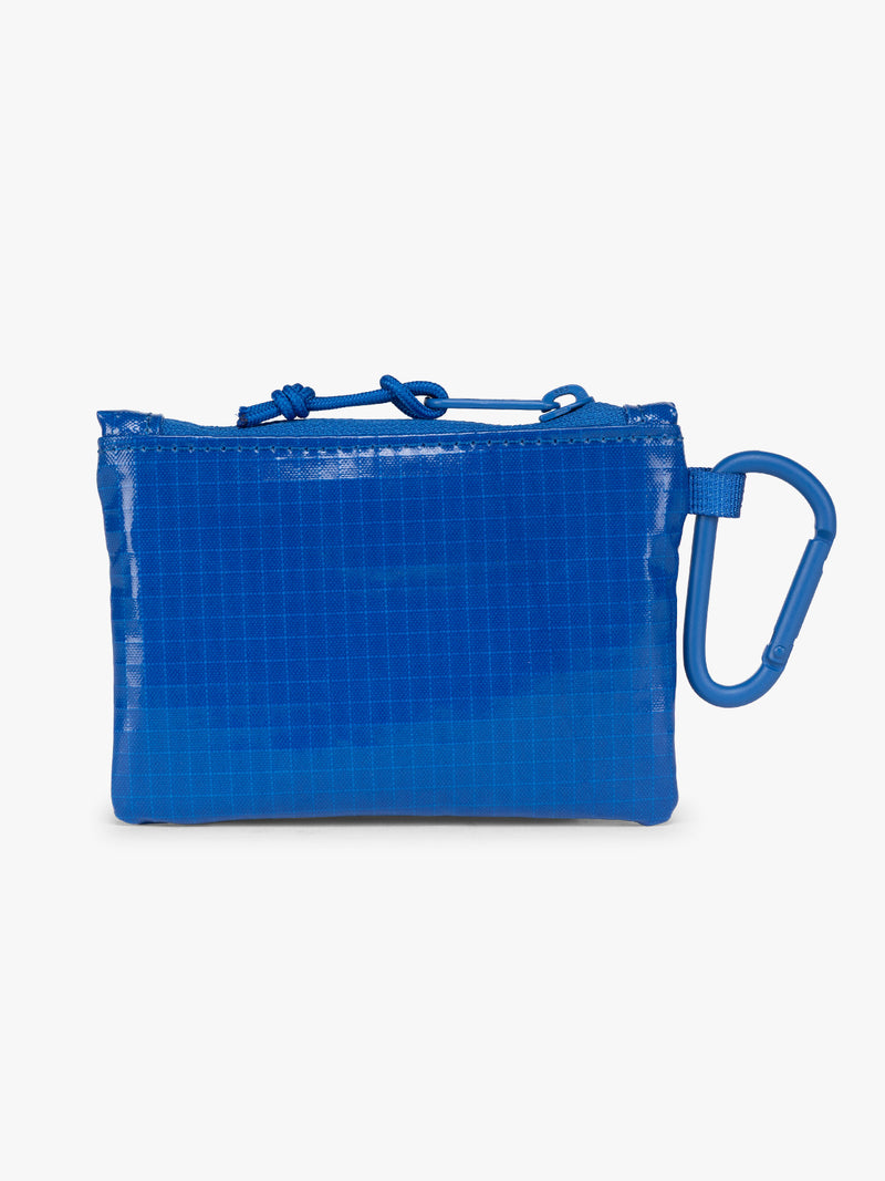 Back of CALPAK Terra Clippable Card Pouch in blue Cobalt