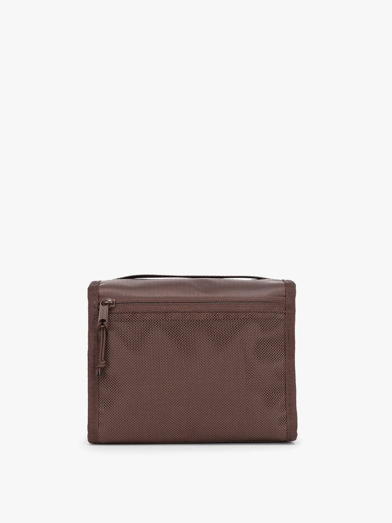 CALPAK Terra Hanging Toiletry Bag in brown Walnut back view