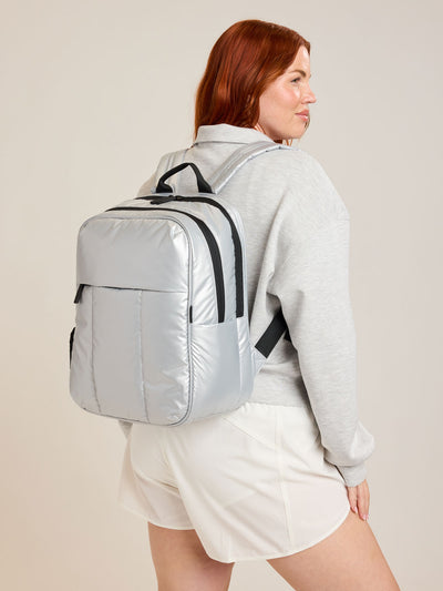 CALPAK Luka Backpack in Silver; BPL2001-SILVER view 2