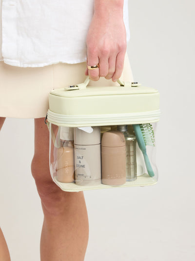 CALPAK Clear Train Case in light green Celadon; CTC2401-CELADON view 2