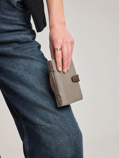 CALPAK Colette Multi Passport Wallet in brown Mushroom canvas material; CLPW2601-MUSHROOM view 2