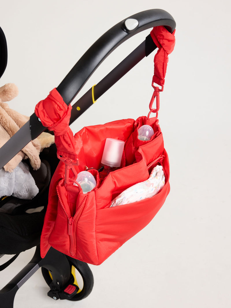 CALPAK Convertible Stroller Cady in red Tomato on a stroller