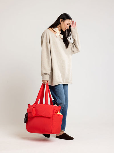 CALPAK Diaper Tote bag in red Tomato; TBB2401-TOMATO view 2
