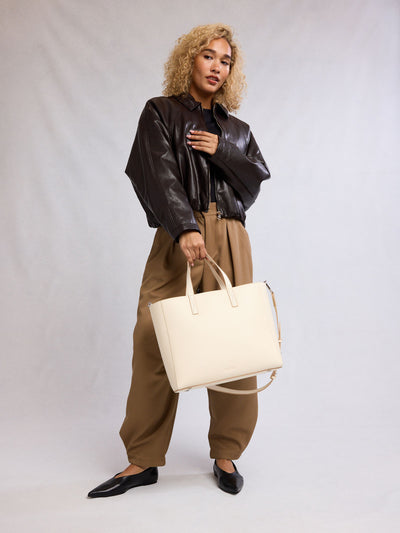 CALPAK Haven 15 Laptop Tote in beige Buttercream; ATS2501-BUTTERCREAM view 2