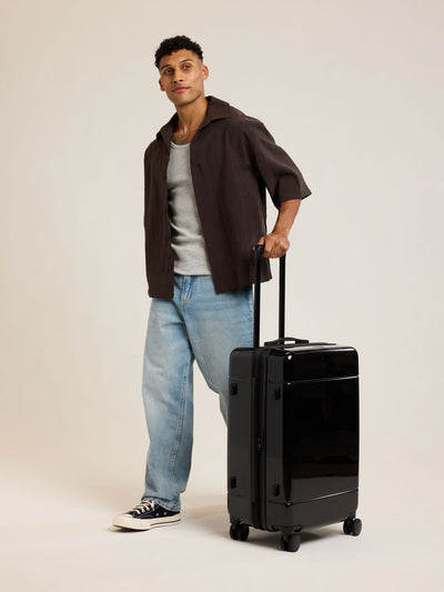 CALPAK Hue Medium Luggage in Glazed Black; LHU1024-GLAZED-BLACK view 2