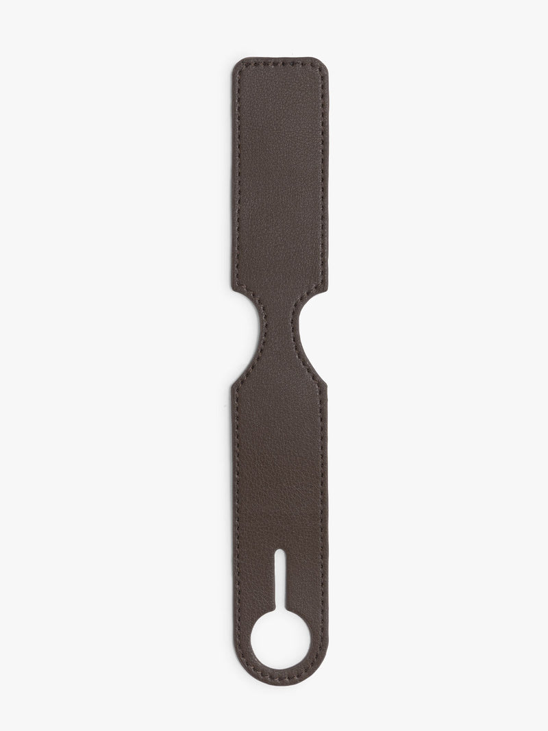 CALPAK Personalized Luggage Tag in brown Espresso laid flat on a white background