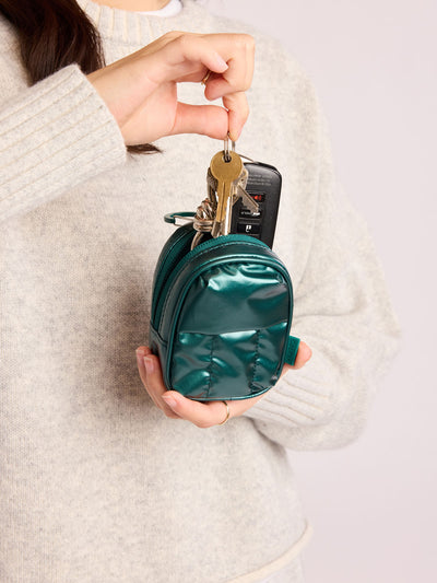 CALPAK Luka Backpack Zip Bag Charm in dark green KALE; AMB2201-GLAZED-KALE view 2
