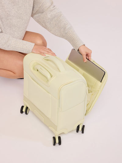 CALPAK Luka Soft-Sided Mini Carry On Luggage in light green Celadon with spinner wheels and handle; LSM1014-CELADON view 2