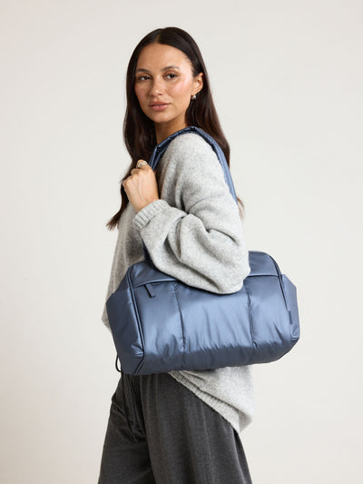 CALPAK Luka Mini Duffel in metallic dark blue Metallic Indigo; DLM2501-METALLIC-INDIGO view 2