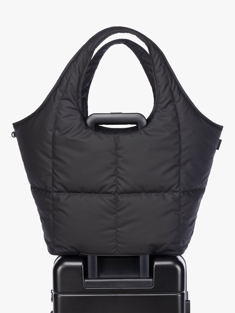 Luggage trolley sleeve of CALPAK Luka Everything Tote in black