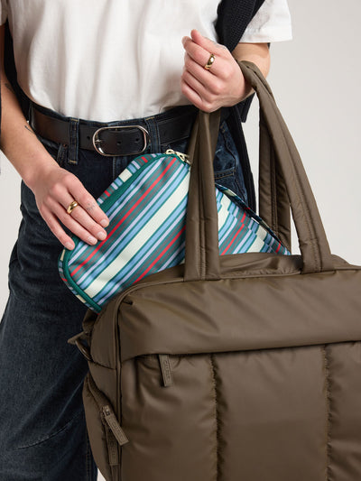 CALPAK Medium Compression Packing Cubes in multicolor stripe; PCC2201-RIVIERA-STRIPE view 2