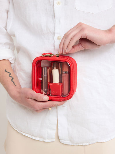 CALPAK Tiny Clear Cosmetic Case in red Tomato; CCT2501-TOMATO view 2
