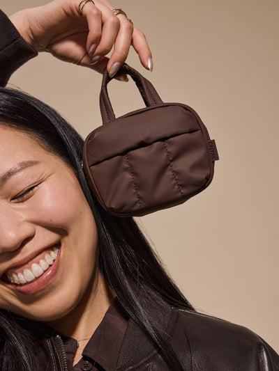 CALPAK Luka Duffel Key Pouch in brown monochrome Walnut; ALK2501-WALNUT view 2