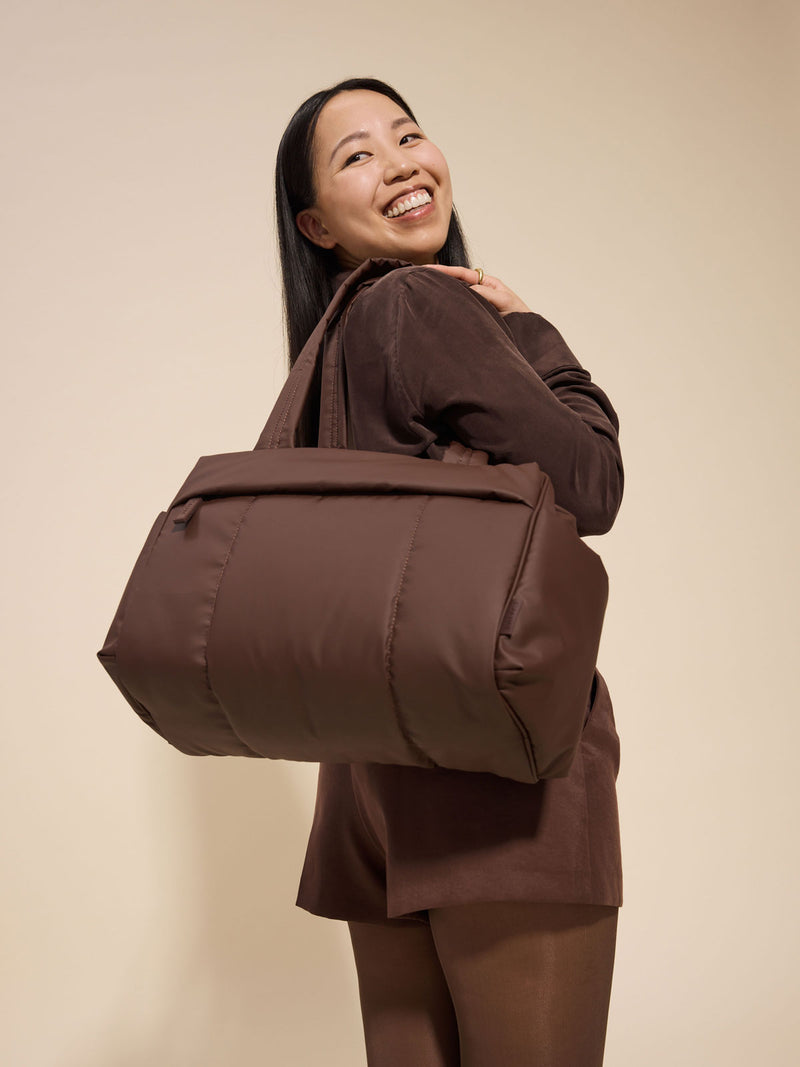 CALPAK Luka Mini Duffel front view in brown monochrome Walnut
