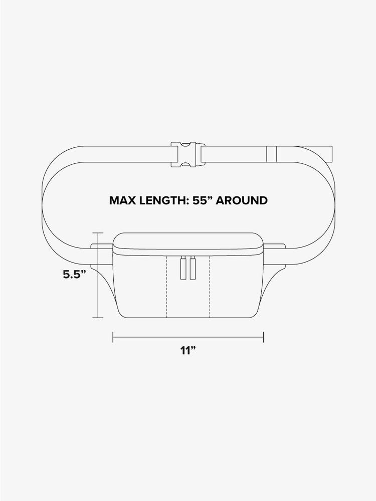 CALPAK Luka Belt Bag line diagram drawing showing 5.5"x11"
